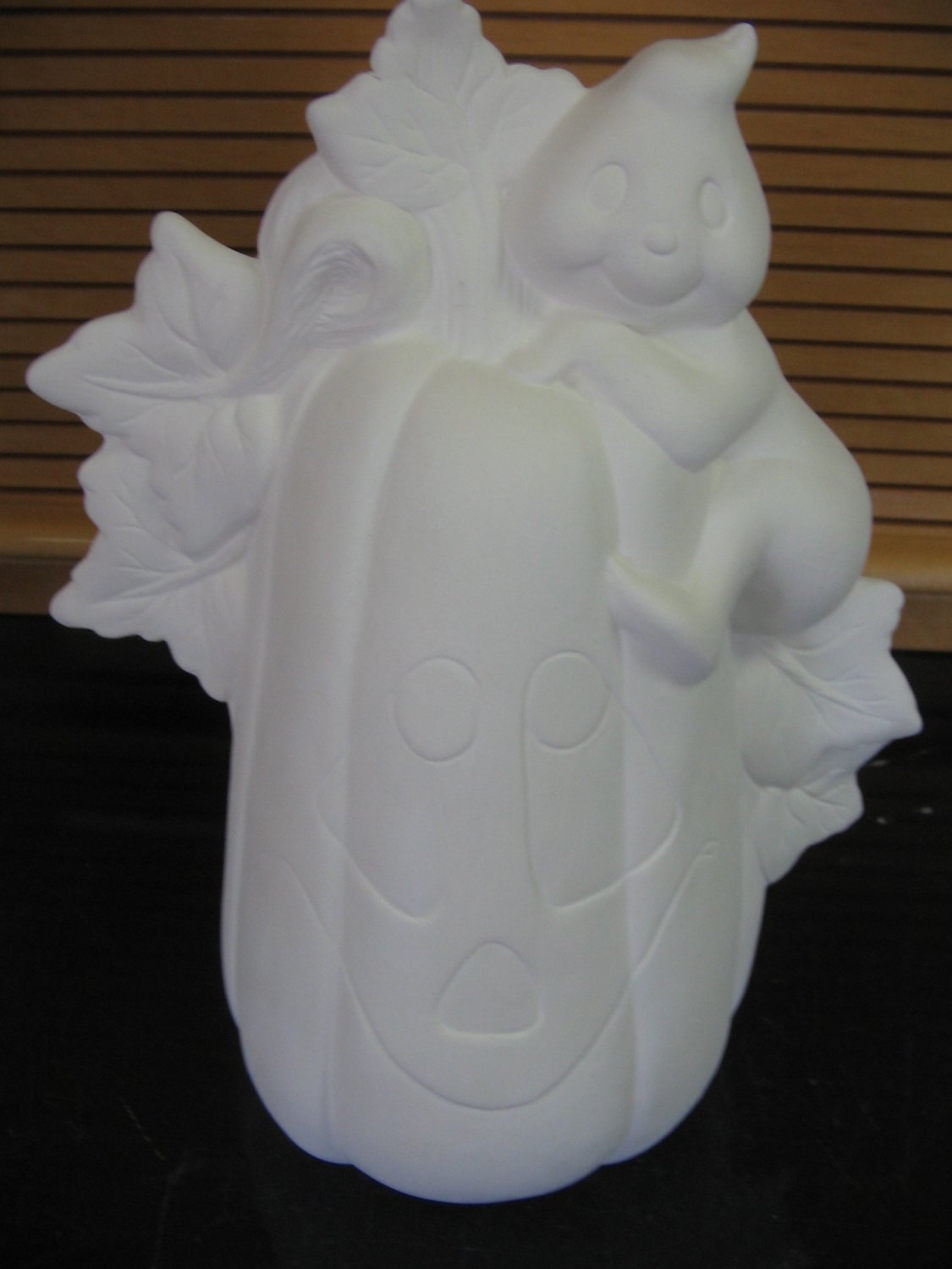 Ceramic Pumpkin With Climbing Ghost Ready To Paint Ceramic Bisque U Paint Ceramics
