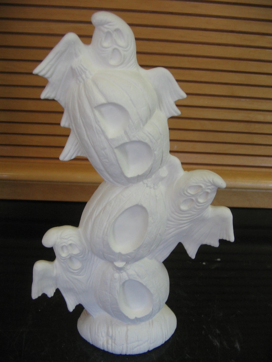 Ghost And Pumpkin Totem "BOO" Ceramic Bisque Ready To Paint Ceramics U Paint