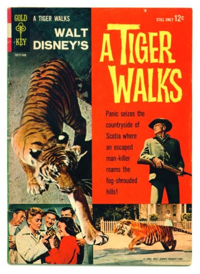 A TIGER WALKS Gold Key Movie Comic 1964 Brian Keith Walt Disney