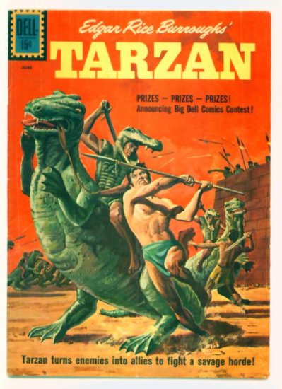 TARZAN #124 Dell Comics 1961 Dinosaur cover