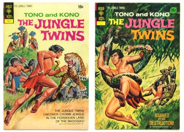 JUNGLE TWINS #1 and #2 Lot Gold Key Comics 1972 Tono & Kono
