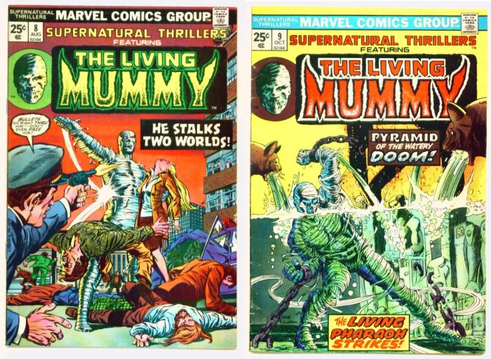 The Living Mummy SUPERNATURAL THRILLERS Lot #8 and #9 Marvel Comics 1974
