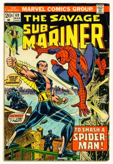 SUB-MARINER #69 Marvel Comics 1974 Spider-man