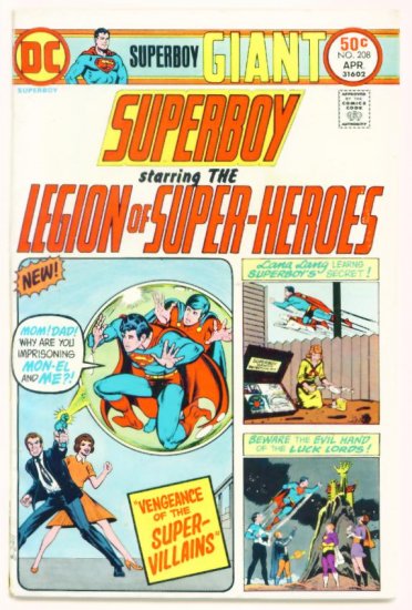 SUPERBOY #208 DC Comics 1975 GIANT Legion of Super-heroes