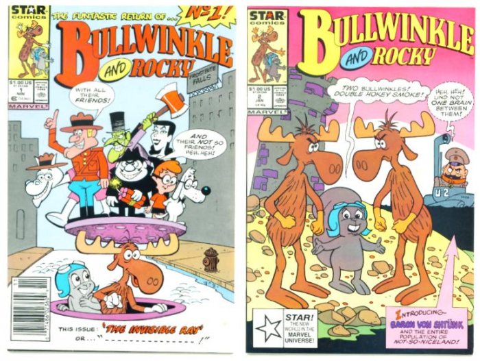 ROCKY and BULLWINKLE #1 and #2 Lot Marvel Star Comics 1988