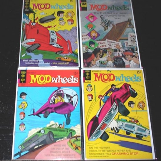 MOD WHEELS Lot of 4 Gold Key Comics 1970's Race Cars