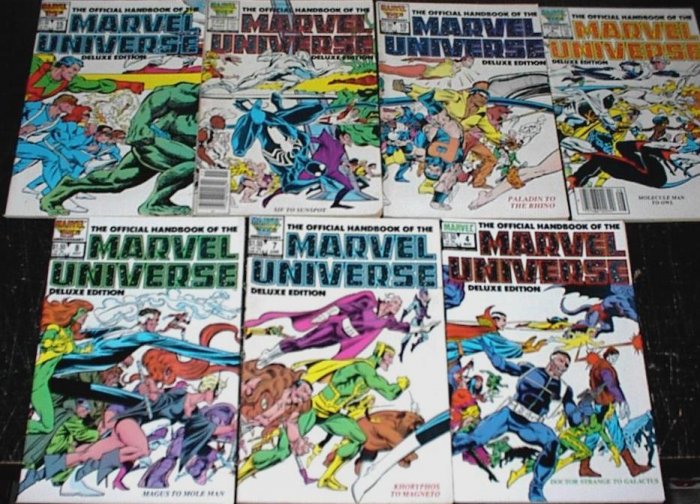 OFFICIAL HANDBOOK of the MARVEL UNIVERSE Deluxe Lot of 7 Marvel Comics