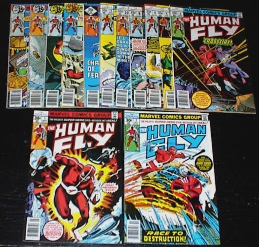 The HUMAN FLY Lot of 16 Marvel Comics 1970's