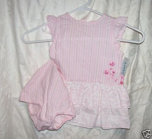 SIZE 12 MTHS PINK AND WHITE STRIPE FLORAL CARTERS GIRL