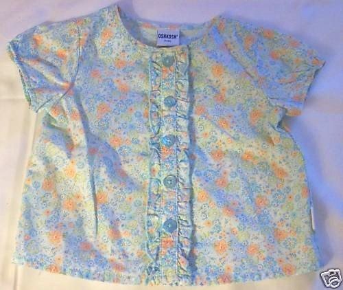 GIRLS SIZE 18 MONTH OSHKOSH BLUE PEACH FLORAL SHIRT