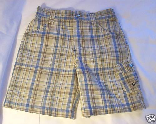 BOYS SIZE5 HEALTHTEX BLUE & TAN PLAID SHORTS VERY NICE