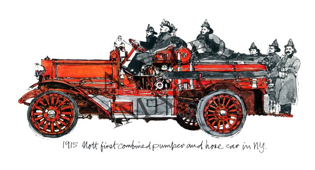 Antique Fire Apparatus Print - 1915 Mott