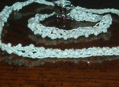 White on White Double Strand Necklace & Bracelet Set