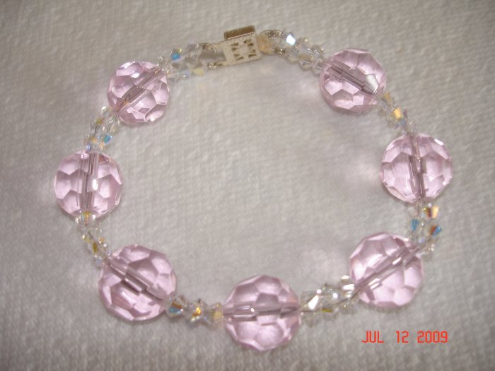 Gorgeous baby pink glass and Swarovski crystal bracelet