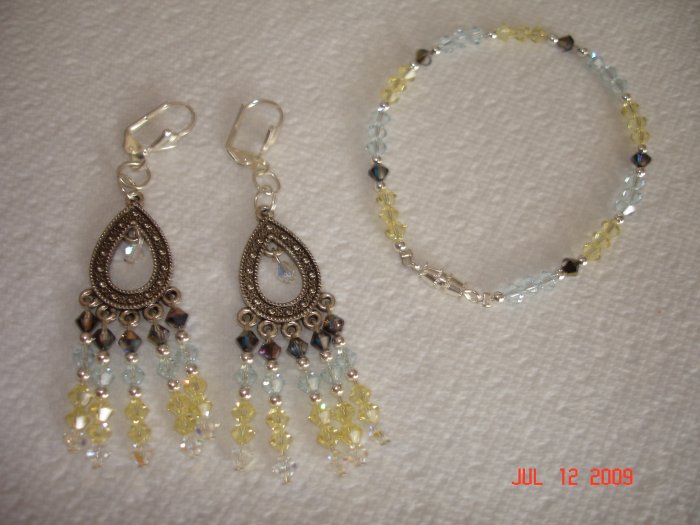 Swarovski crystal bracelet and earing set