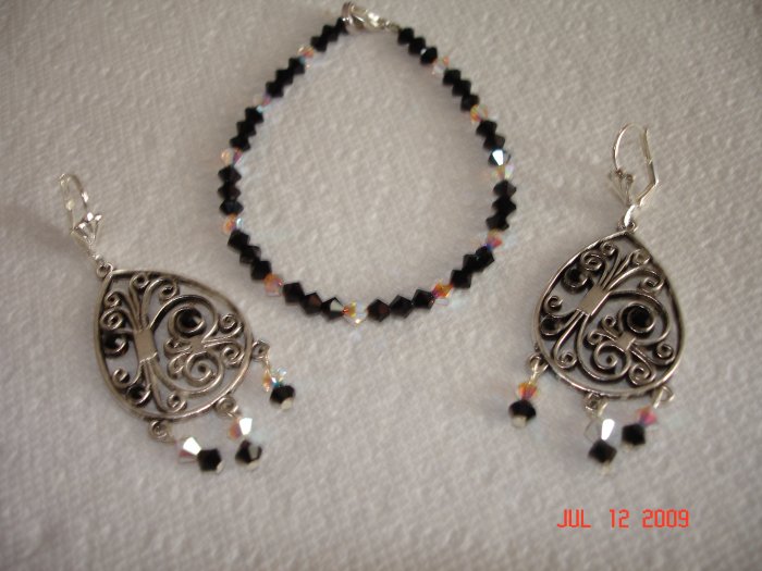 Swarovski bracelet and earing set