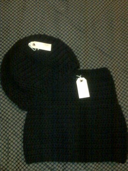 Black Cowl, Hat, & Ribbed Armwarmers Set