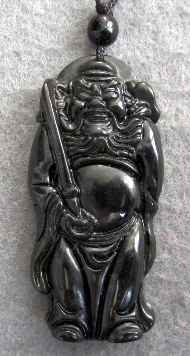 Black Green Jade ZHONG KUI Sword Amulet Pendant TH97