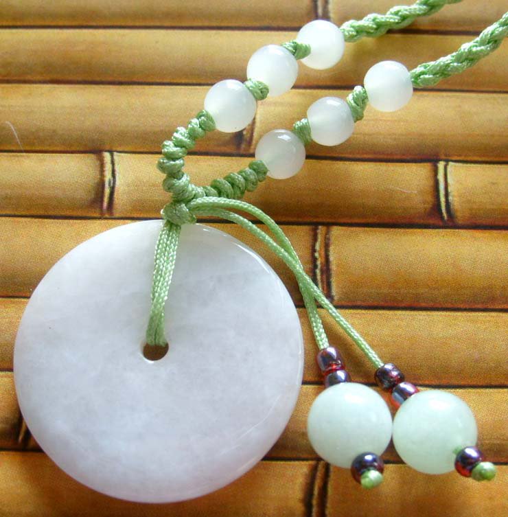 Natural Jade Jadeite Peace Circle Bi Donut Pendant Necklace 52mm*30mm*13mm T0223