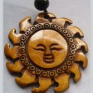 Ox Bone Carved God Of Sun Face Pendant Necklace 35mm*35mm  T0278