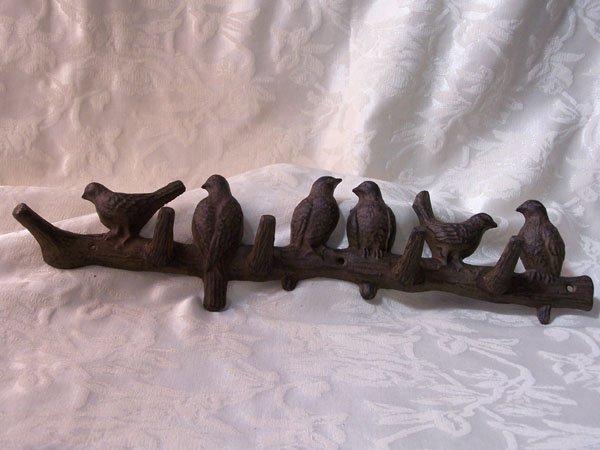 Cast Iron Birds On Branch Wall Hook Plaque