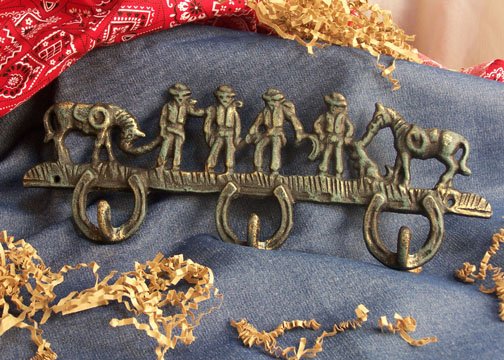 Cast Iron Cowboys & Horses With Hooks