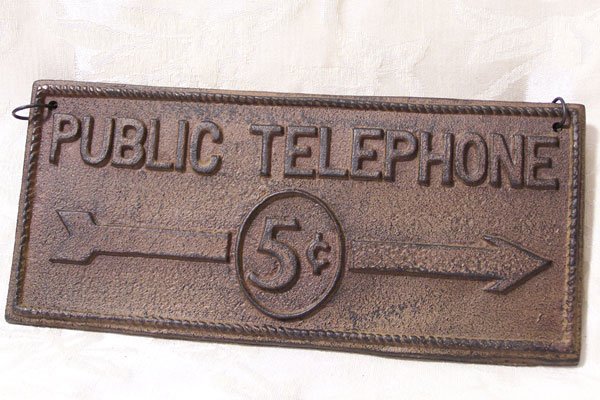 Cast Iron Public Telephone Plaque