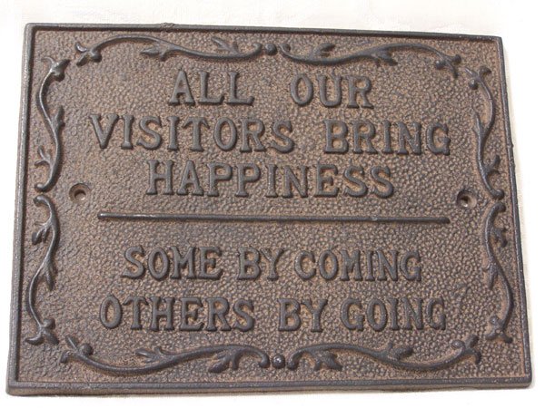 Cast Iron Visitor's Plaque