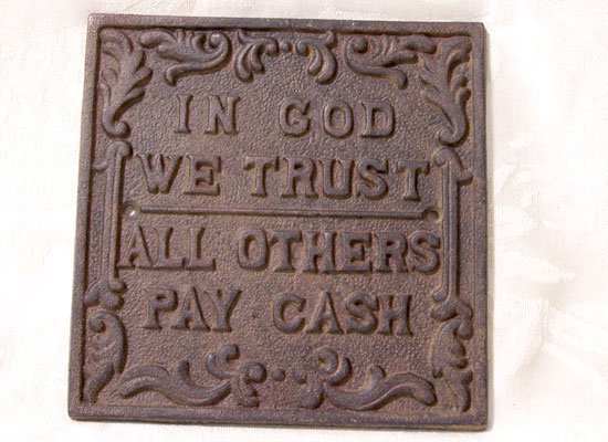 Cast Iron In God We Trust Plaque