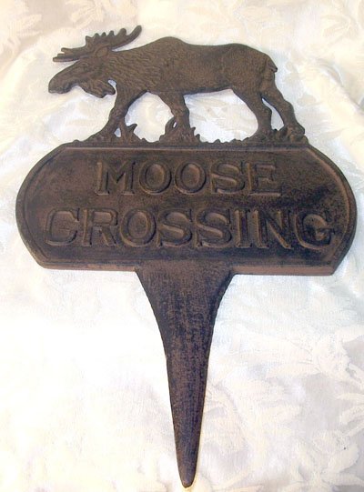 Cast Iron Moose Crossing Large Sign