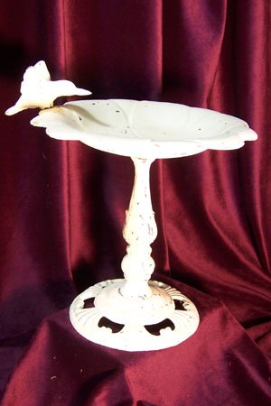 Cast Iron White Birdbath