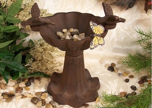 Antiqued Cast Iron Victorian Style Bird Bath