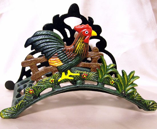 Cast Iron Rooster Garden Hose Holder