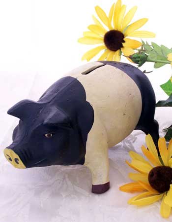 Cast Iron Black & White Pig Bank