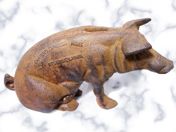 Cast Iron Carter's Smoked Hams Pig Bank