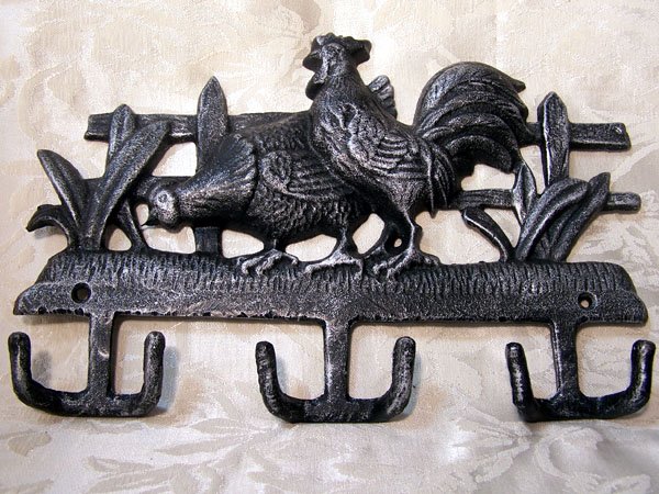 Cast Iron Chicken & Rooster Wall Hook