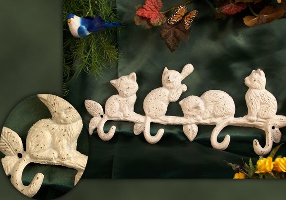 Cast Iron White 4 Cat Hook
