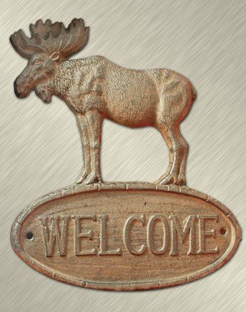 Cast Iron Moose Welcome Sign