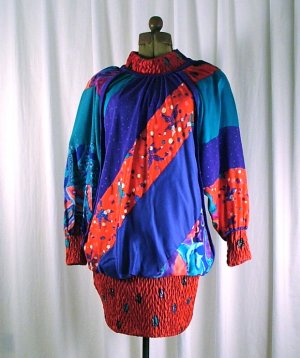 Vintage 80's Jeanne Marc Circles and Clowns Small 8/10