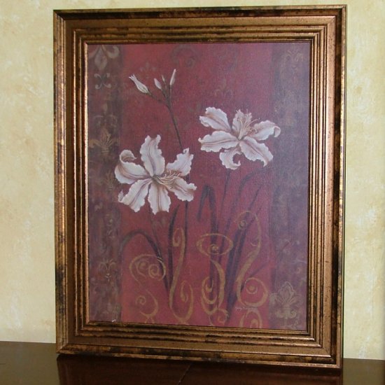 Framed Lily With Scroll Design by Judy Mastrangelo