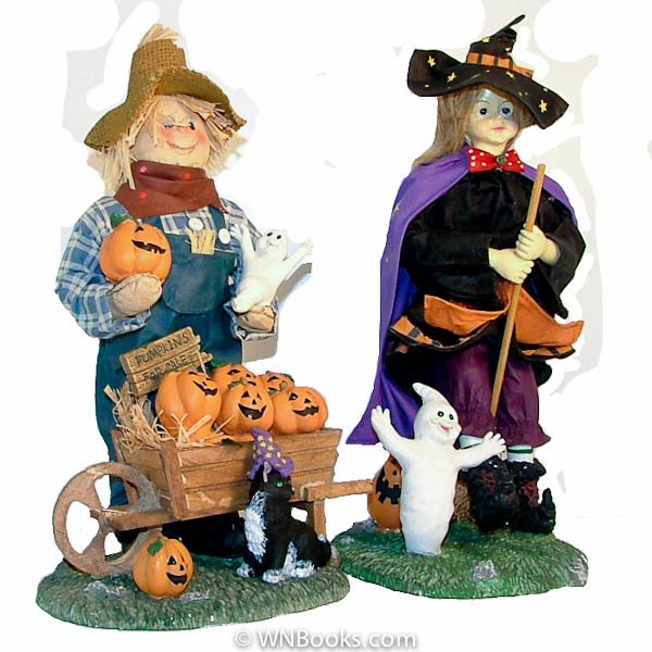 Scarecrow And Witch 13 Fabric Mache Figurines Halloween Decor by Kirkland