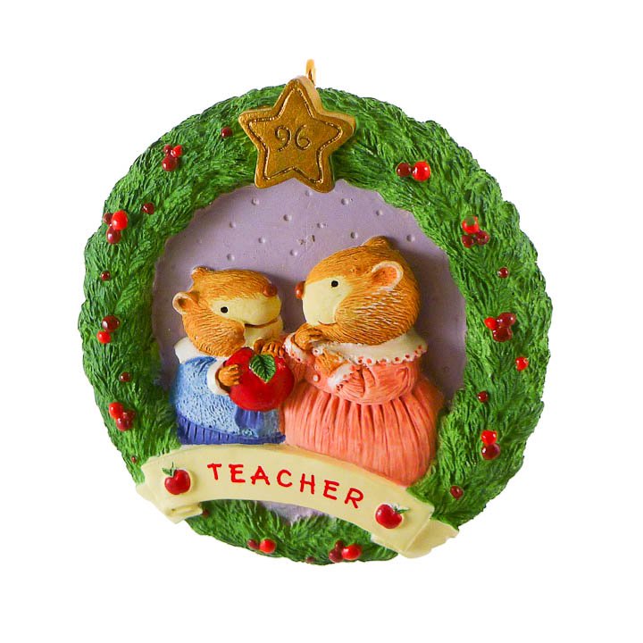 Hallmark Apple For Teacher Gift Keepsake Ornament Wreath 1996 QX6121