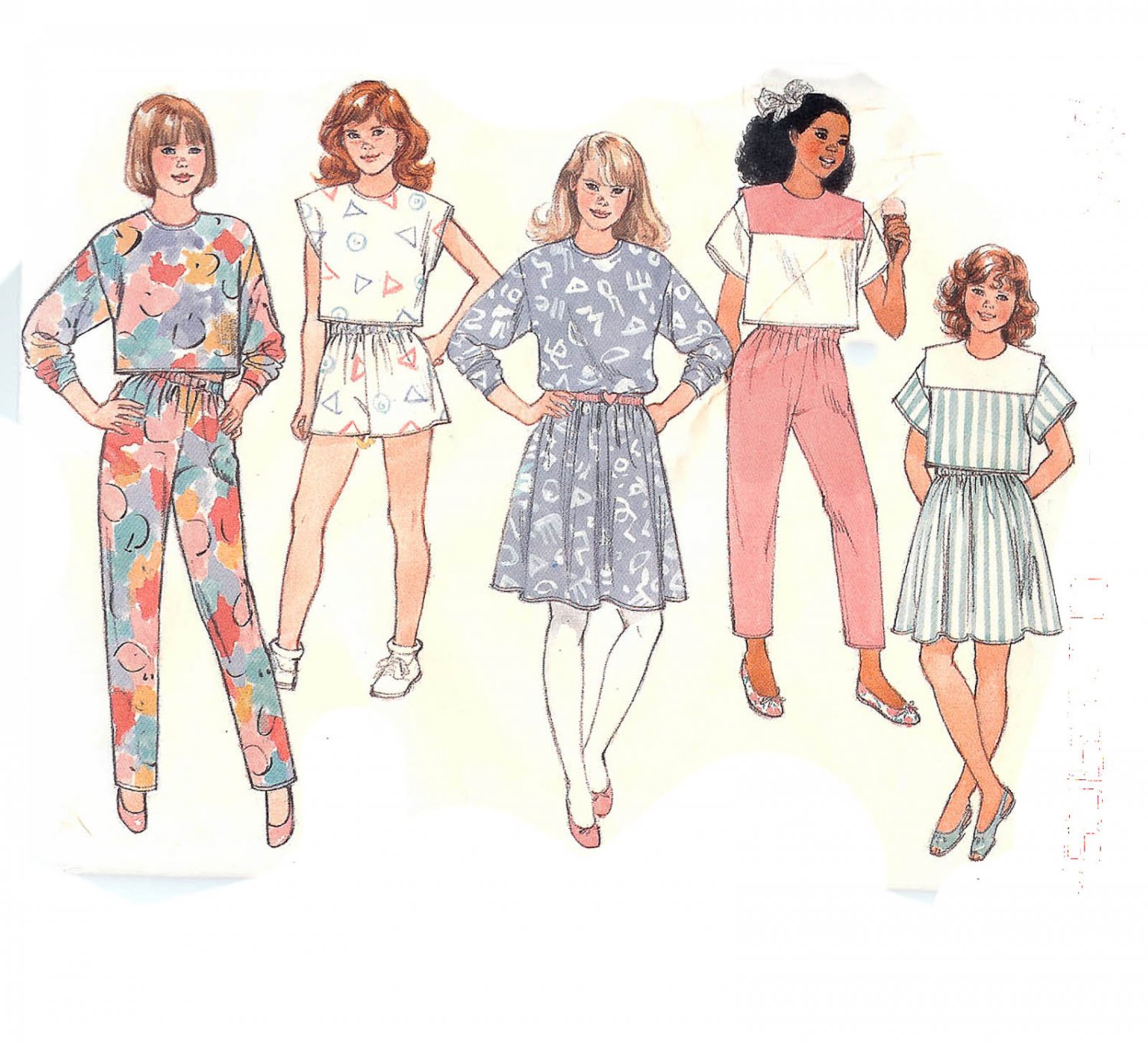 Butterick 3718 Girls Top, Skirt, Shorts, Pants -Vintage 1980