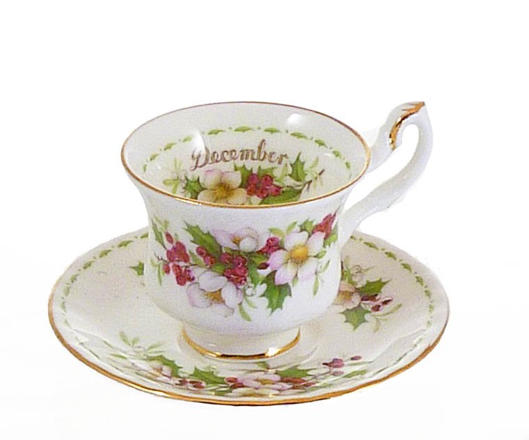 Royal Albert Miniature Cup and Saucer December Christmas Rose