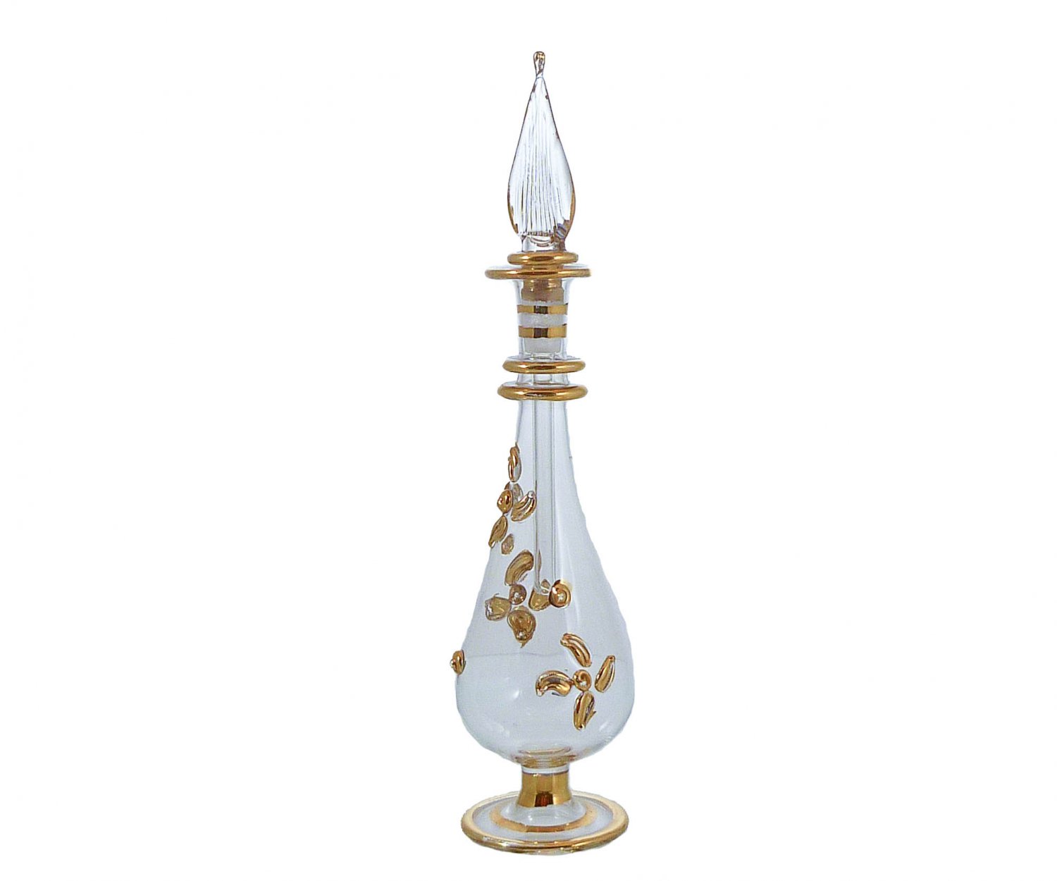 Clear Gold-Gilded Mouth-Blown Perfume Bottle