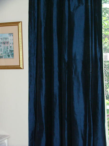 Blue Silk Dupioni Pinch Pleat Drapery 50" x 120"