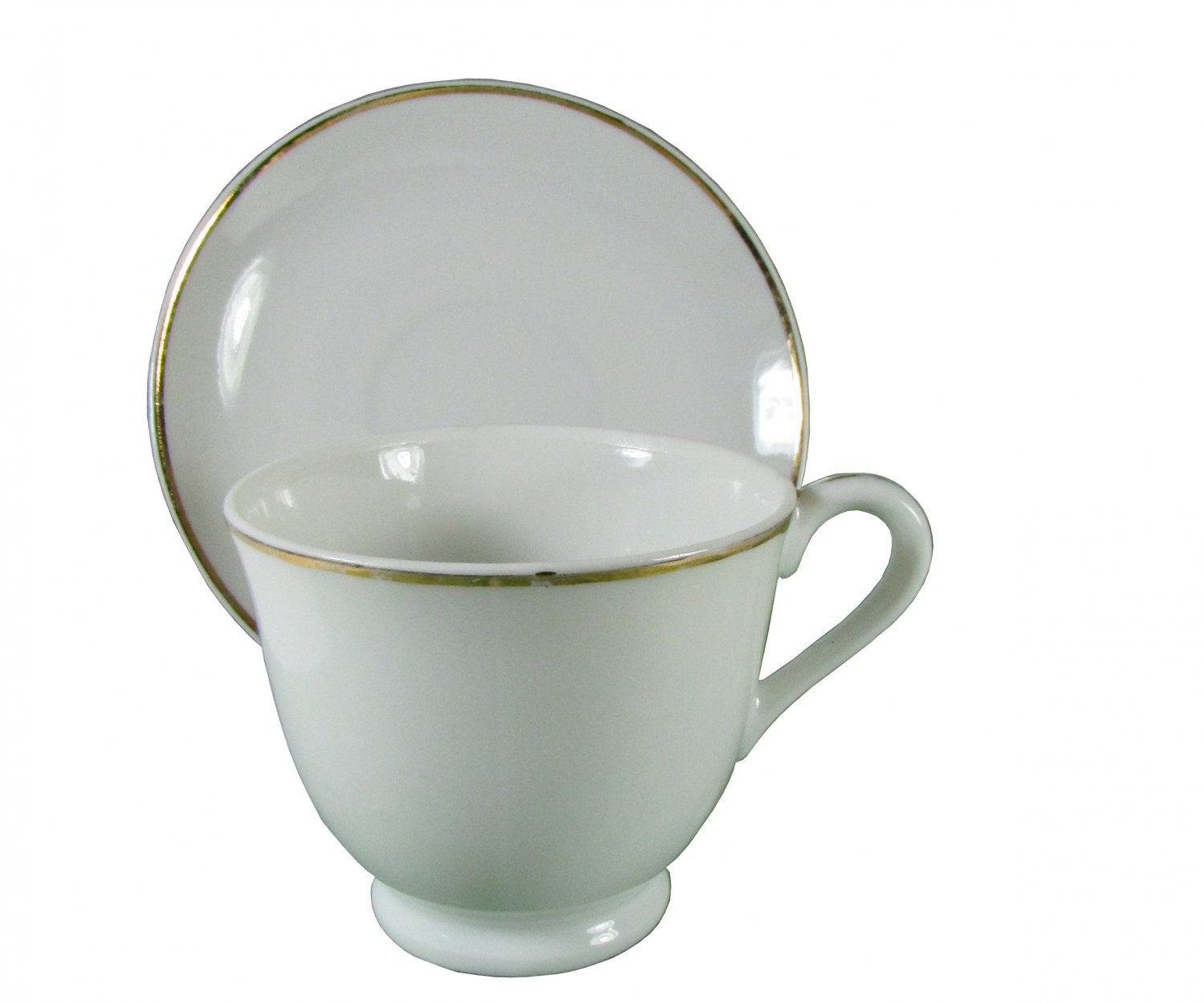 Bone China Espresso Demitasse Cup and Saucer White Gold Made in Japan Vintage Simple, Elegant