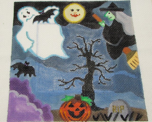 Halloween Hand Painted Needlepoint Canvas by LANI