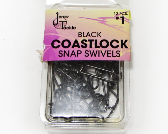 Vintage Jeros Tackle 16 Black Coastlock Snap Swivels Size 1/0