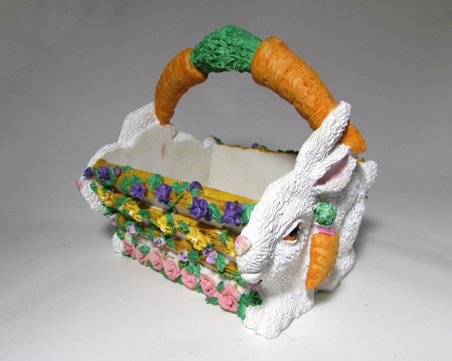 Carrot Handles on a Easter Basket Bunny Rabbits Resin